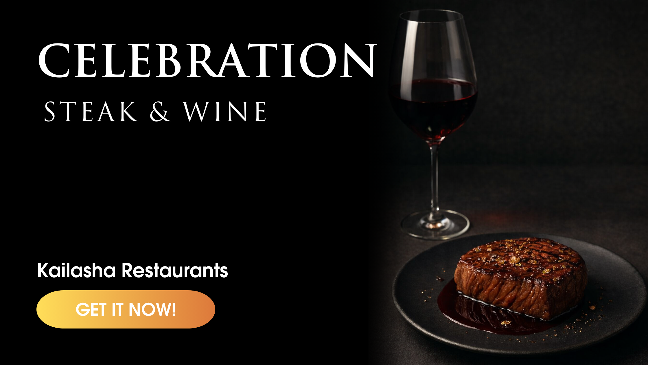 Celebration steak and wine